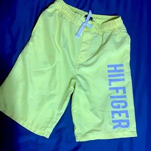 Tommy Hilfiger swim trunks. Neon yellow